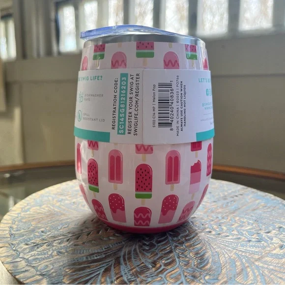 🍉SWIG🍉- Watermelon Popsicle Stemless Wine Tumbler 14oz - Picture 2 of 8